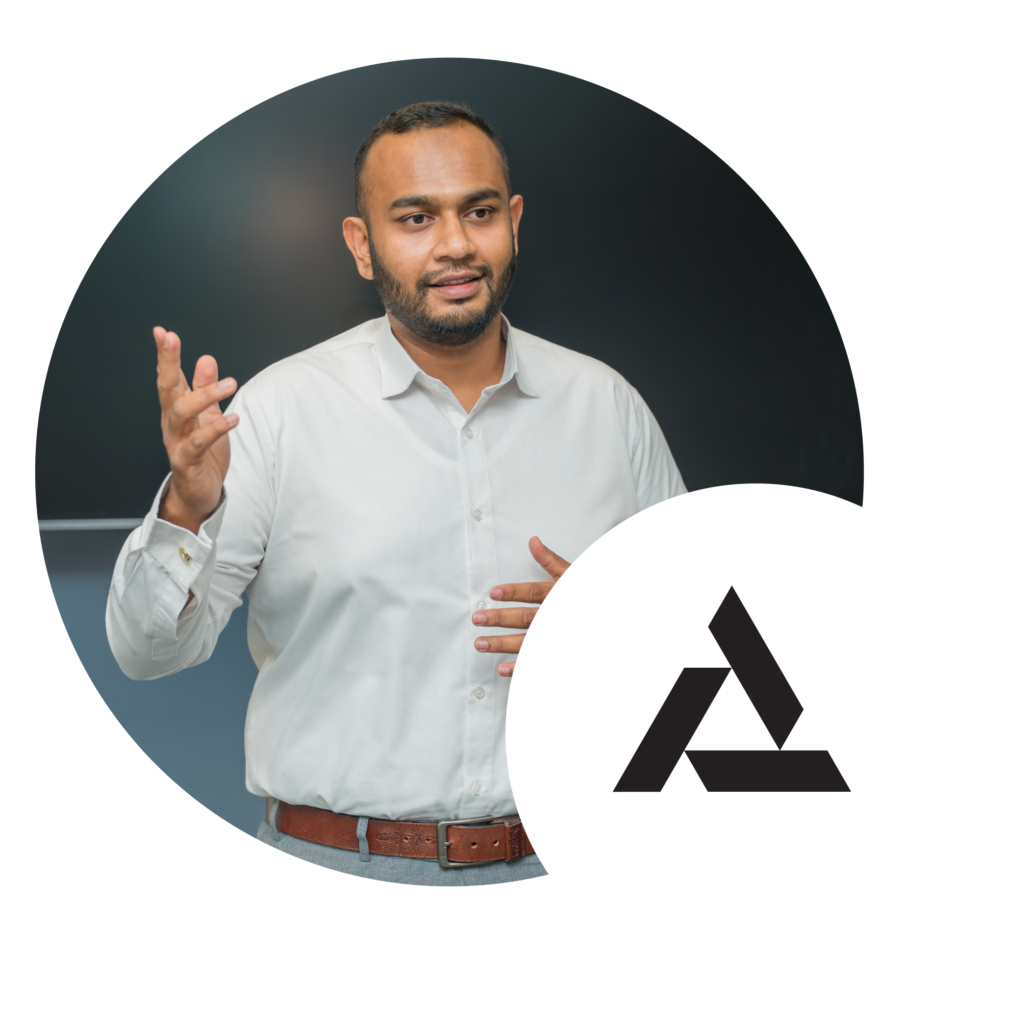 Apexia male employee leading training